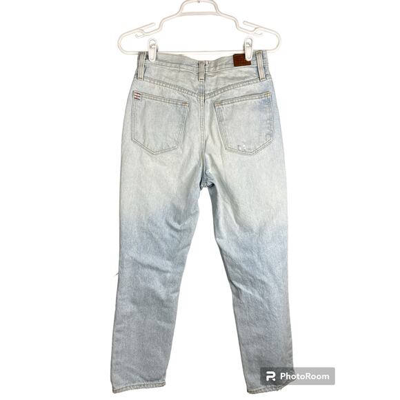BDG Distressed Button Fly High Rise Light Wash Slim Straight Blue Jeans Size 26 - Picture 2 of 7